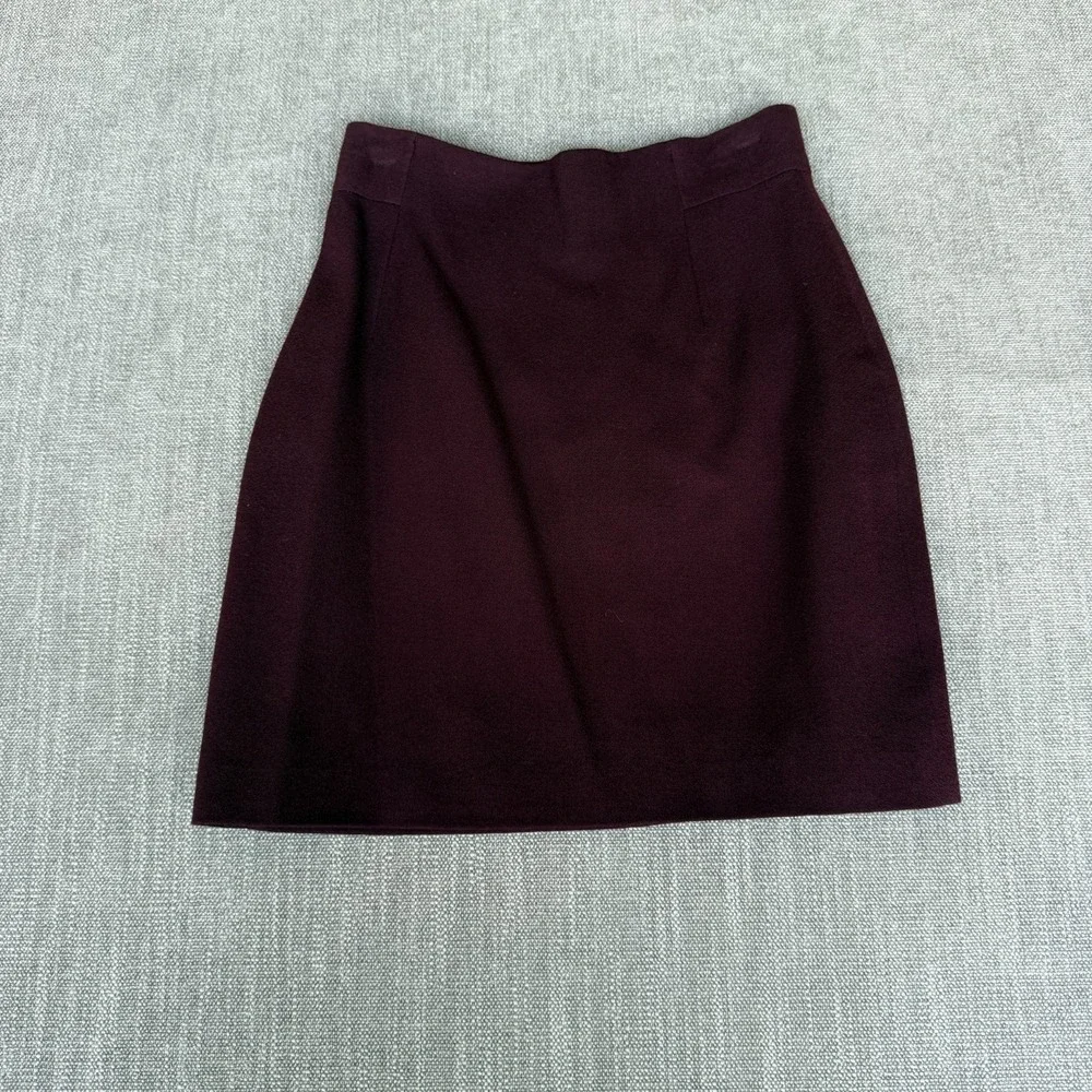 Bebe Two-Piece Suit Set Blazer & Skirt Womens 2 Burgundy Wool Single Breasted